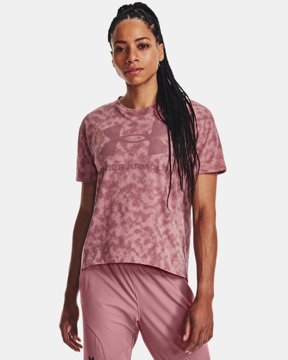 T-shirt épais à manches courtes imprimé UA Logo pour femme, Pink, pdpMainDesktop image number 0